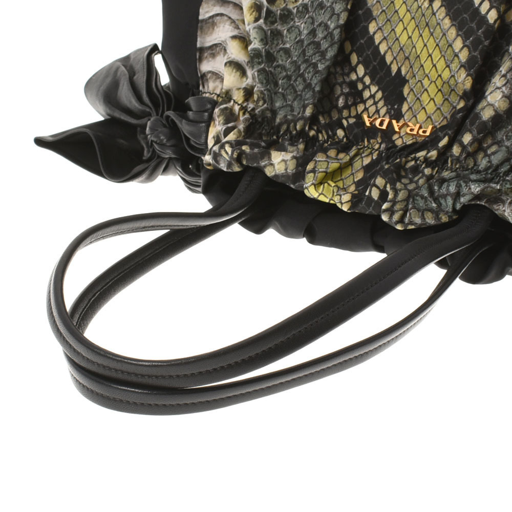 Prada Pattern Python Tote Black Bag Nylon - image 3